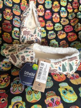 TOMS Cream Bear & Tree Printed Slip-On Shoes